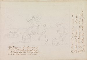 Schizzo preparatorio per Dr Syntax che disegna il lago da Thomas Rowlandson